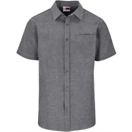 Mens Short Sleeve Oxford Shirt Dark Grey Front